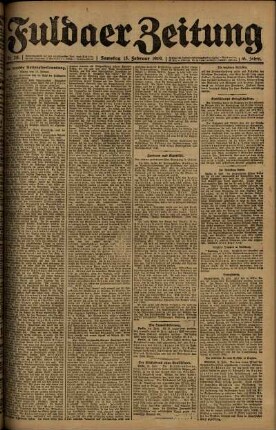 Erste Ausgabe vom Samstag, den 15. Februar 1919.