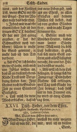 XXVI. Tisch-Lieder, vor dem Essen
