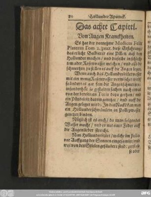 Das achte Capitel. Von Augen Kranckheiten.