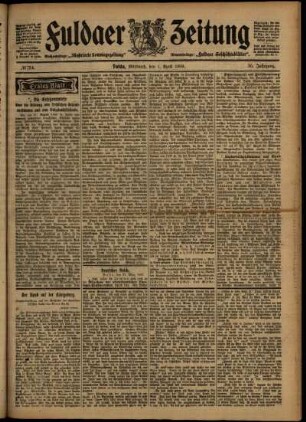 Erste Ausgabe vom Mittwoch, den 01. April 1903.