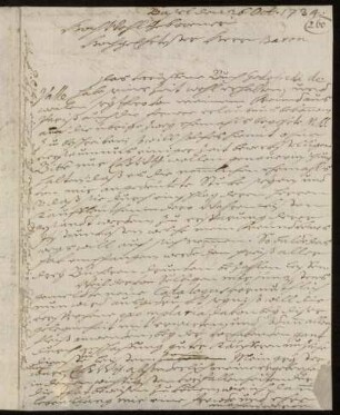 Brief von Jacob Christoph Iselin an Johann Friedrich von Uffenbach. Basel, 26.10.1734
