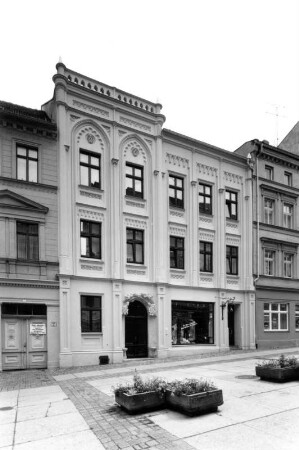 Torgau, Bäckerstraße 3. Wohnhaus mit Laden (Baubeginn um 1520, Umbau 1871). Straßenansicht