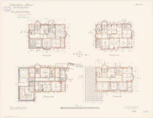 Offiziersheim Taunus, Falkenstein Beamtenhaus: Heizungssystem: Grundriss Keller, Erdgeschoss, Obergeschoss, Dachgeschoss 1:100