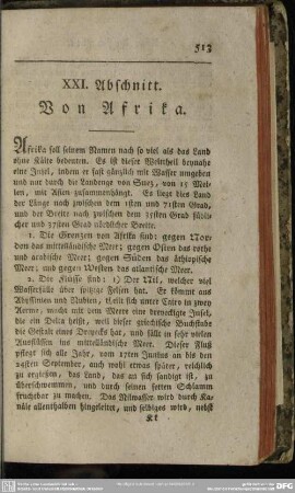 XXI. Abschnitt. Von Afrika