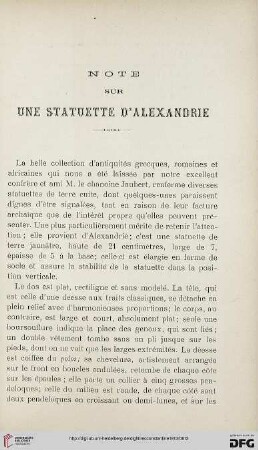 Sér. 5: Note sur une statuette d'Alexandrie