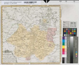 Corvey, Reichsabtei, Lippe, Grafschaft, Paderborn, Fürstbistum, Pyrmont, Grafschaft, Ravensberg, Grafschaft, Rietberg, Grafschaft, Territorium: Episcopatus Paderborn nec non Abbatiae Corvei Territorium seculare cum adjacentibus Comitatibus Lippe, Ravensberg, Pyrmont, Rietberg. ex prototypo, quem Ioh. Gigas de Paderborn. Episcopatu olim delineavit, desumtum, aliisque subsidiis recentioribus auctum & emendatum. Curantibus Homannianis Heredibus. A. 1757
