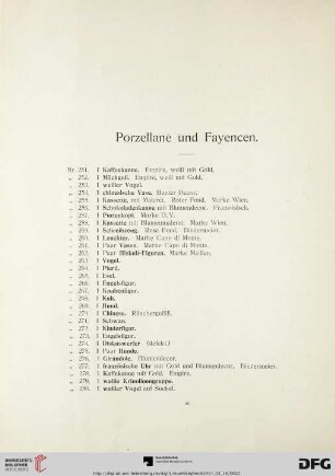 Porzellane und Fayencen (Nr. 251-600)