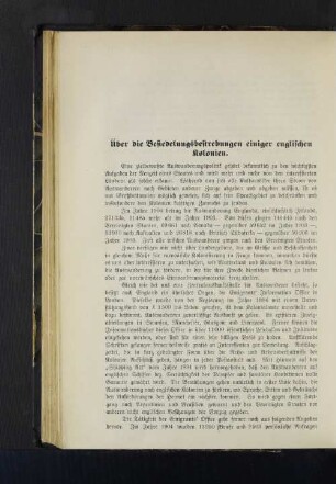 Über die Besiedelungsbestrebungen einiger englischen Kolonien.
