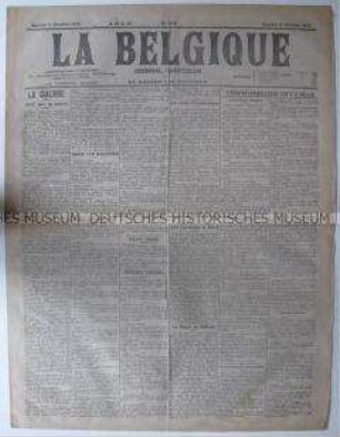 Belgische Tageszeitung "La Belgique" mit Meldungen und Berichten zum Kriegsgeschehen