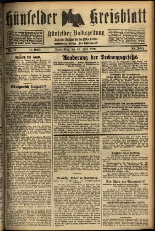 Erste Ausgabe vom Donnerstag, den 26. Juni 1930.
