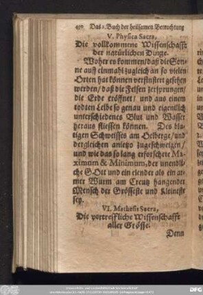 VI. Mathesis Sacra, Die vortreffliche Wissenschafft aller Grösse.