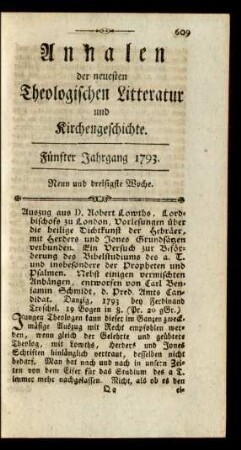 Neun und dreißigste Woche