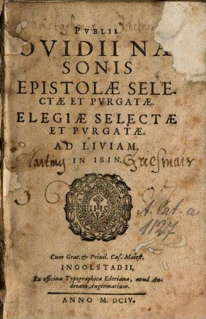 Pvblii Ovidii Nasonis Epistolae Selectae Et Pvrgatae