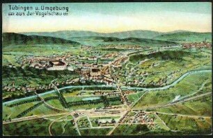Tübingen u. Umgebung aus der Vogelschau