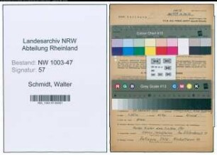 Entnazifizierung Walter Schmidt , geb. 31.01.1913 (Opernsaenger)