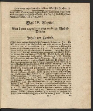 Das IV. Capitel. Von denen negotiirten oder trassirten Wechsel-Briefen