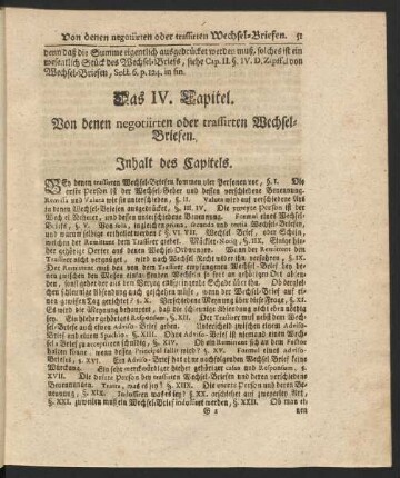 Das IV. Capitel. Von denen negotiirten oder trassirten Wechsel-Briefen