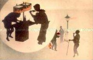 Japanische Postkarte mit Schattenfiguren