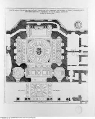 Disegni di vari altari e cappelle nelle chiese di Roma con le loro facciate fianchi piante e misure de più celebri architetti, Tafel 44: S. Maria Maggiore, Cappella Paolina, Grundriss