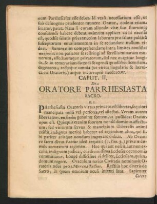 Caput II. De Oratore Parrhesiasta Sacro.