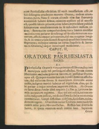 Caput II. De Oratore Parrhesiasta Sacro.