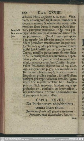 Caput XXVIII. De Puritanorum obiectionibus contra hunc ritum