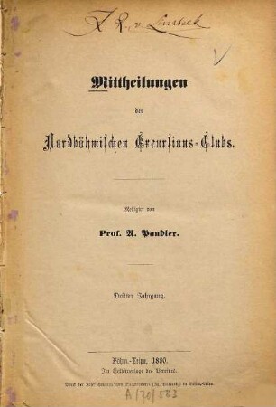 Mitteilungen des Nordböhmischen Excursions-Klubs. 3. 1880