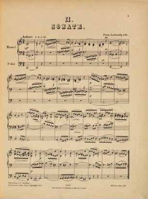 Drei Sonaten für die Orgel. 2, In C op. 176