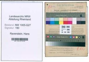 Entnazifizierung Hans Ravenstein , geb. 23.07.1891 (Vertreter)