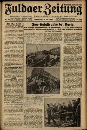 Erste Ausgabe vom Donnerstag, den 28. Dezember 1933.
