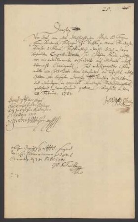 Brief an Unbekannt vom 28.02.1701