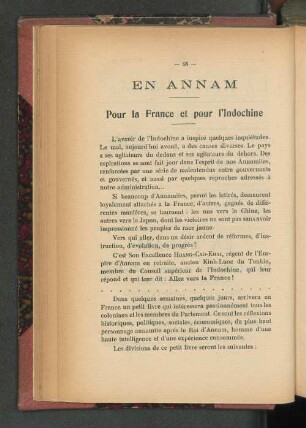 En Annam. Pour la France et pour l'Indochine.