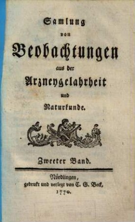 Sammlung von Beobachtungen aus der Arzney-Gelahrtheit, 2