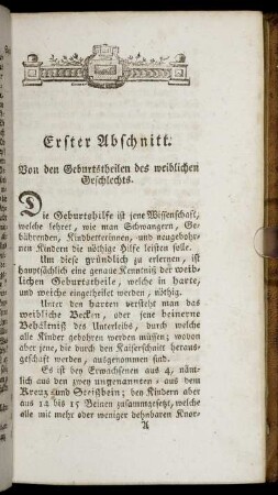 Erster Abschnitt. Von den Geburtstheilen des weiblichen Geschlechts.