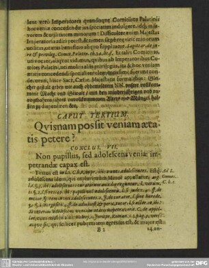 Caput Tertium. Quisnam possit veniam aetatis petere?