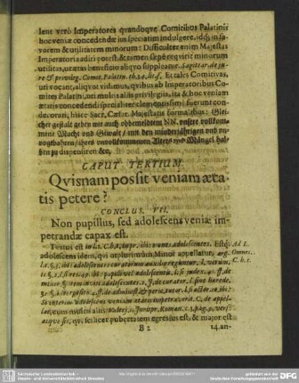 Caput Tertium. Quisnam possit veniam aetatis petere?