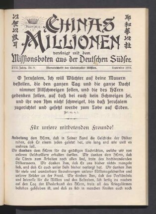 XVII. Jahrg. Nr. 9. September 1916