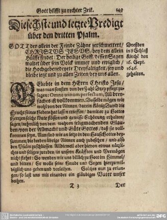 Die sechste und letzte Predigt über den dritten Psalm