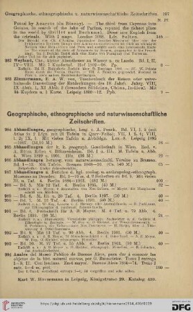 Geographische,ethnographische und naturwissenschaftliche Zeitschriften (Nr. 984-1201)