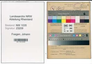 Entnazifizierung Johann Foegen , geb. 11.07.1909 (Angestellter)