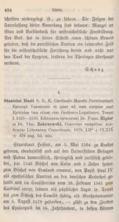 494-502 [Rezension] Hosius, Stanislaus, Stanislai Hosii epistolae