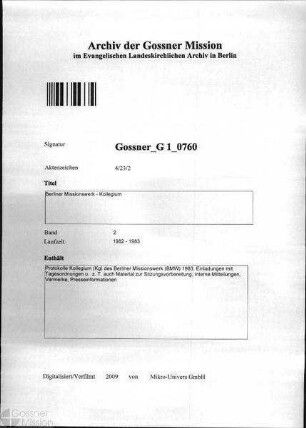 Berliner Missionswerk - Kollegium