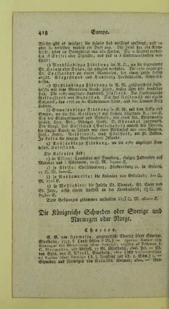 Die Königreiche Schweden oder Sverige und Norwegen oder Norge