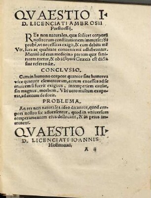 Qvaestiones medicae, cvm conclvsionibus ac problematis annexis, candidatis Doctoratus, pro insignibus doctoralibus ... declarandae & defendendae