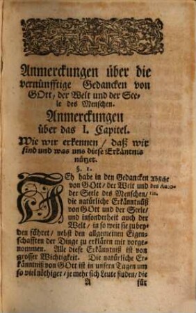 Anmerckungen über die vernünfftige Gedancken von Gott, der Welt und der Seele des Menschen, auch allen Dingen überhaupt, zu besserem Verstande und bequemerem Gebrauch derselben