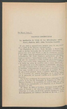 Páginas americanas - la mediación de Chile en las dificultades entre Perú y Bolivia, 1853