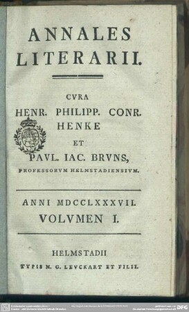 1787,1: Annales literarii Helmstadienses