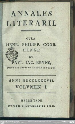 1787,1: Annales literarii Helmstadienses