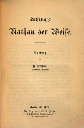 Lessing's Nathan der Weise