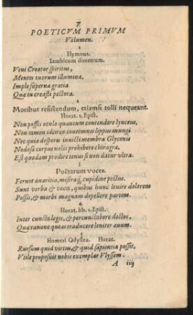 Poeticum Primum Volumen.